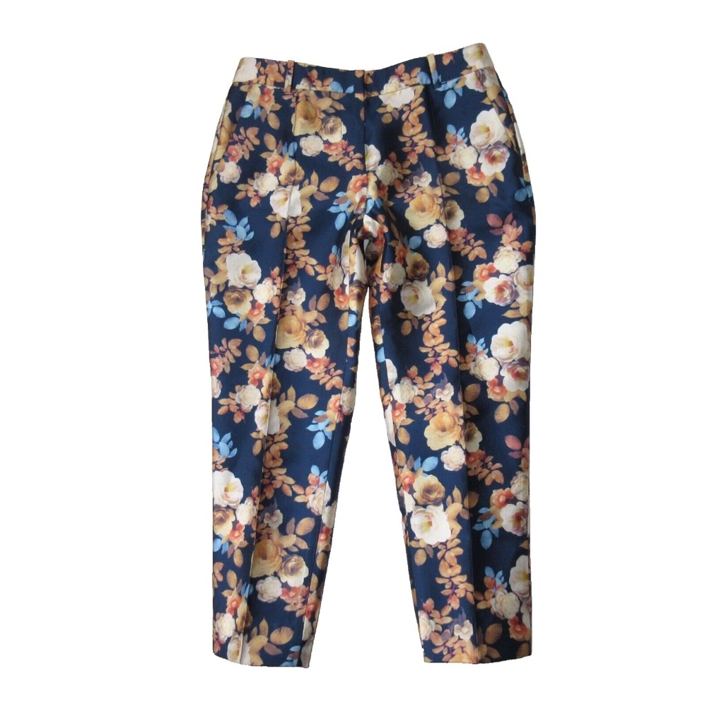 NWT J.Crew Collection Cafe Capri Midnight Ocean Antique Floral Pants 6